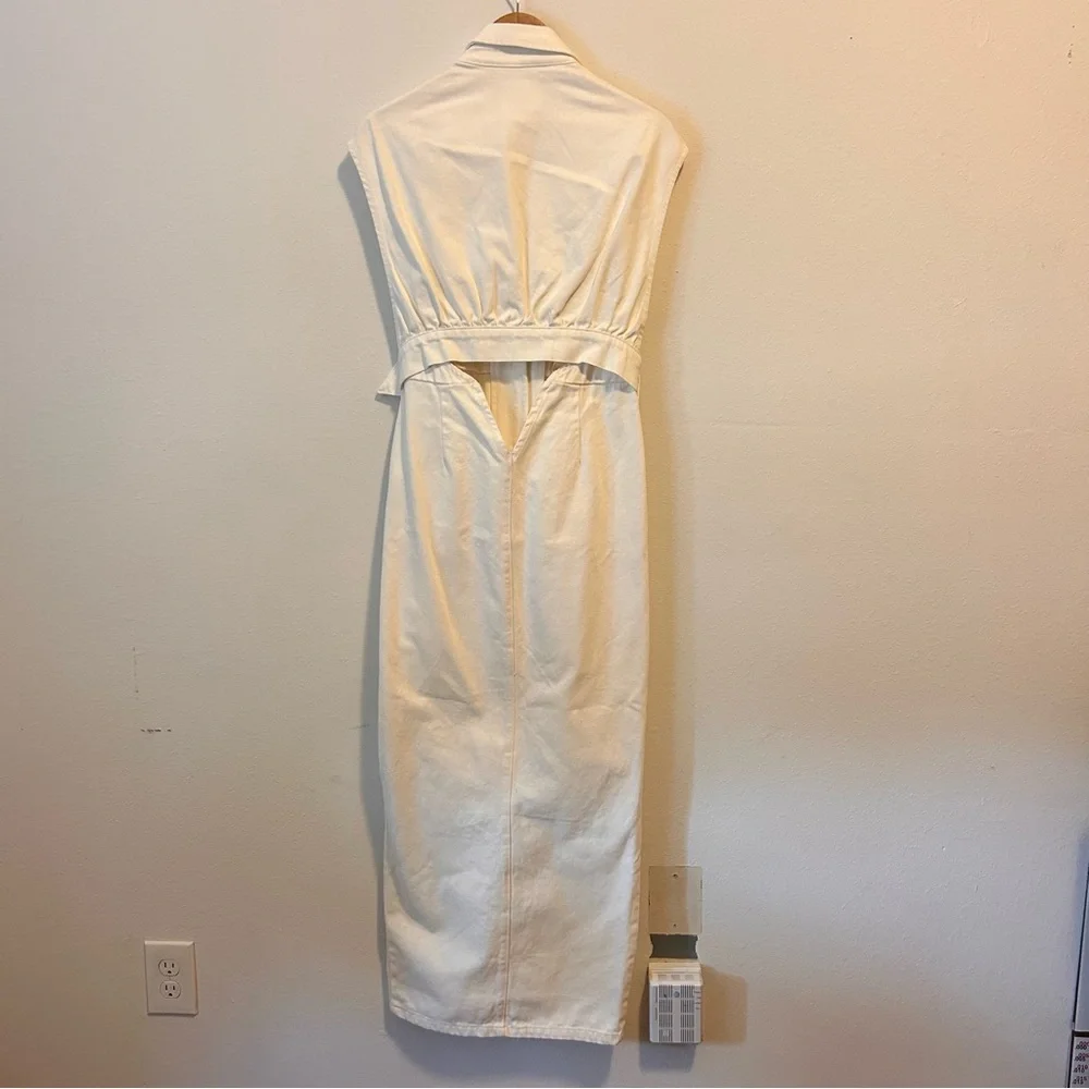 ASOS 8 Women’s Cream Button-Down Maxi Belted Dress - Picture 10 of 11